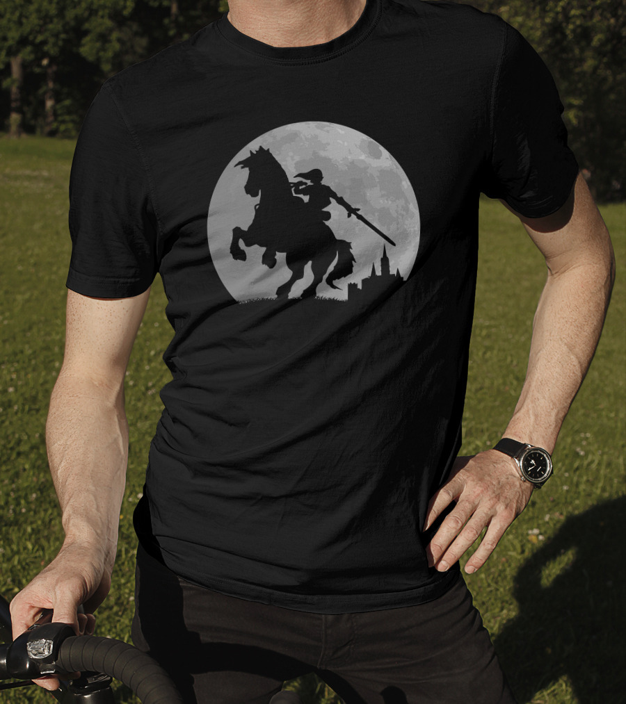 Moonlight Ride Shadow Knight Under Full Moon T-Shirt