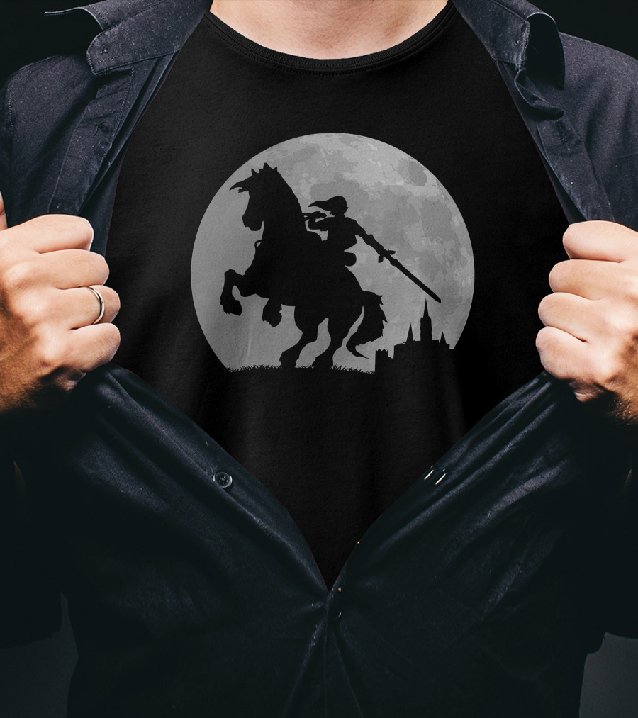 Moonlight Ride Shadow Knight Under Full Moon T-Shirt