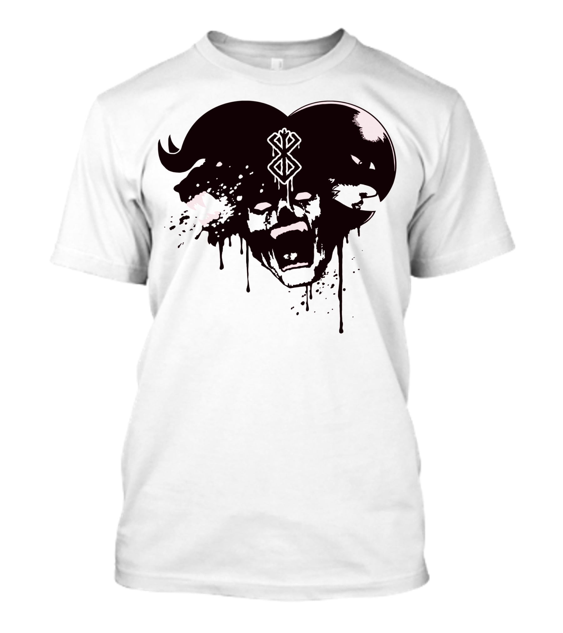 HELL DEMON Scream Symbol Dripping Horns T-Shirt