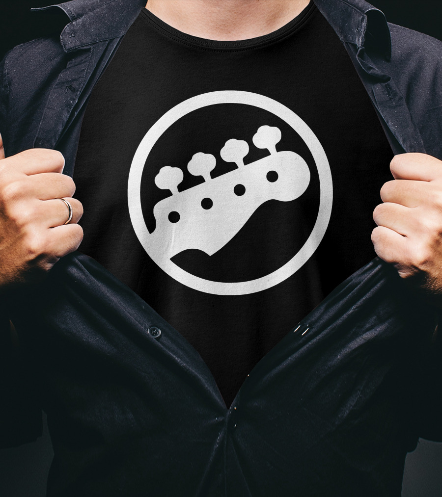 Bass Guitar Player Tuning Pegs Circle T-Shirt
