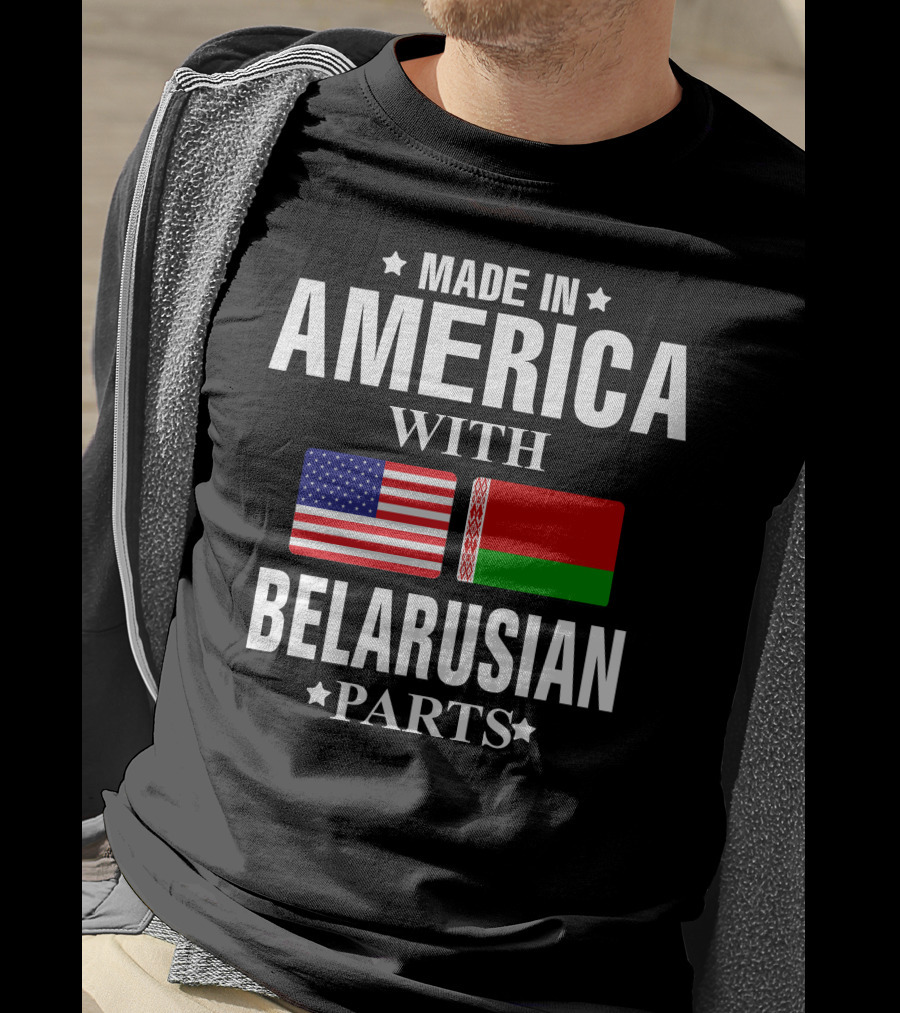Made IN America With Belarusian Parts USA Belarus Flags T-Shirt