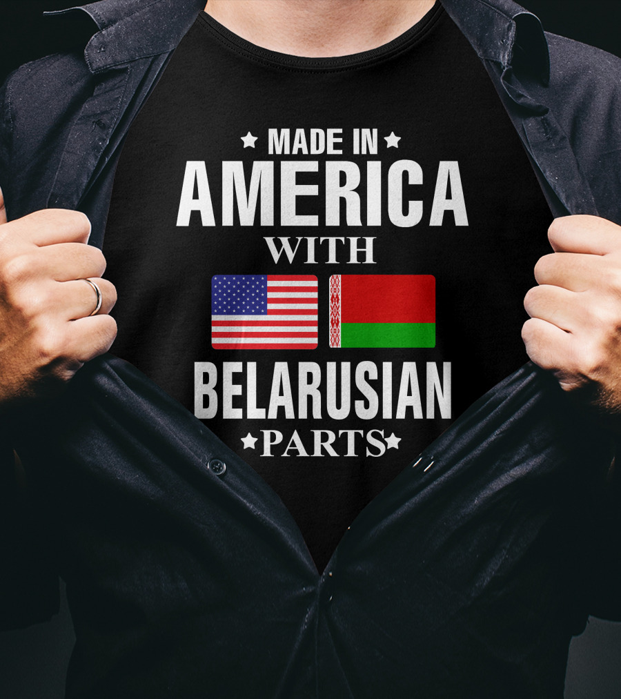 Made IN America With Belarusian Parts USA Belarus Flags T-Shirt