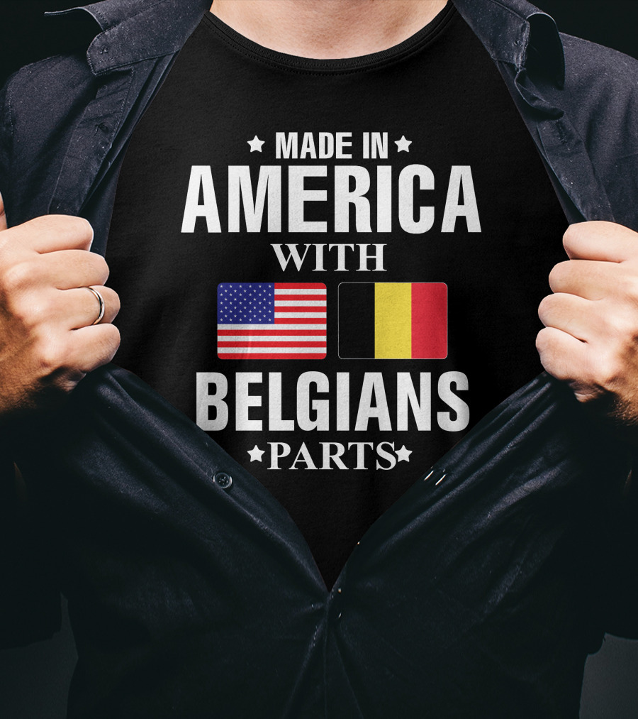 Made IN America With Belgians Parts USA Belgium Flags T-Shirt