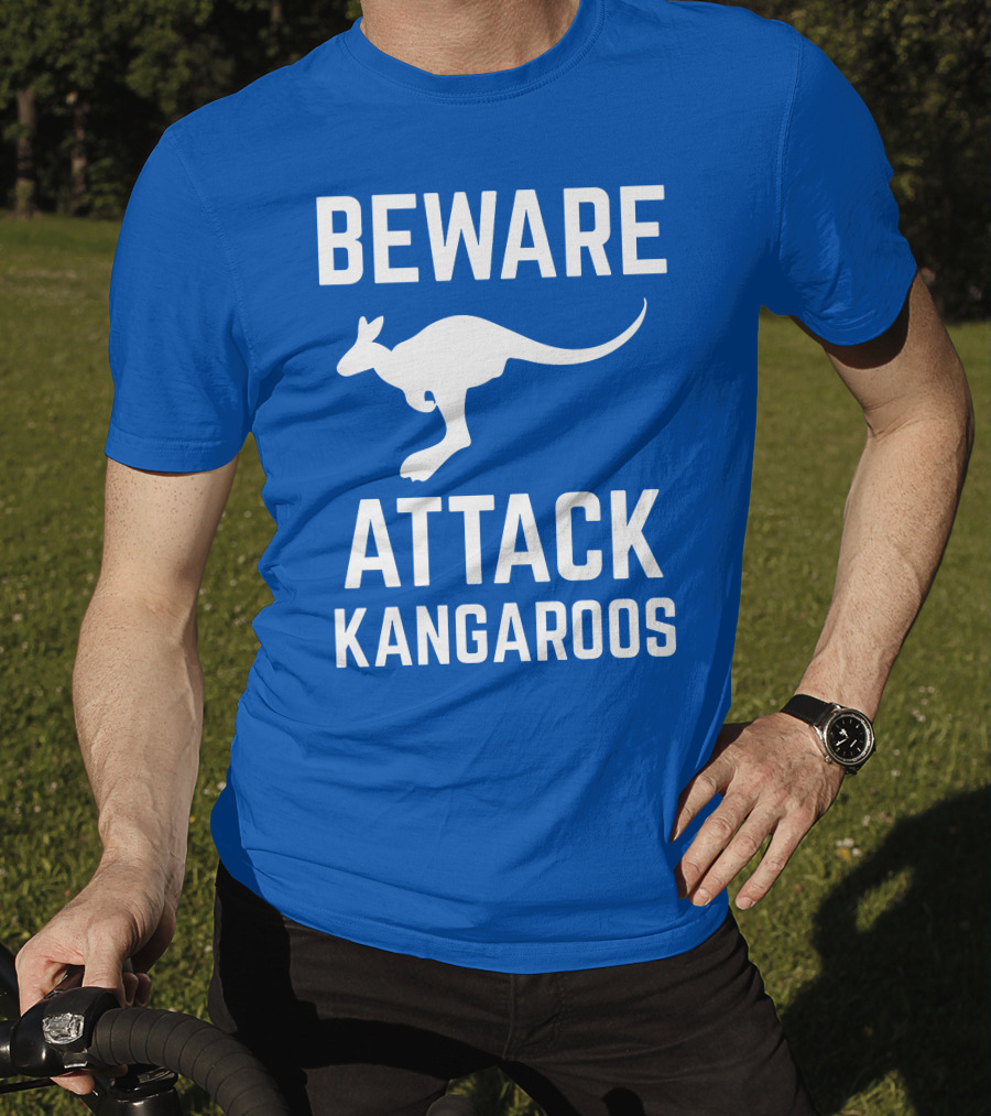 Beware Attack Kangaroos Warning Sign T-Shirt