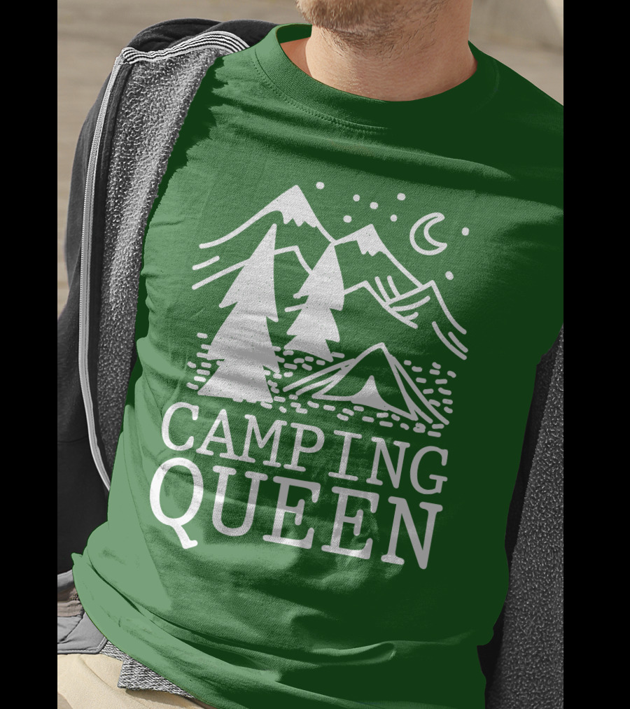 Camping Queen Mountain Tent Moon Forest Adventure T-Shirt