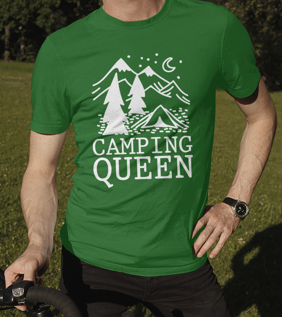 Camping Queen Mountain Tent Moon Forest Adventure T-Shirt