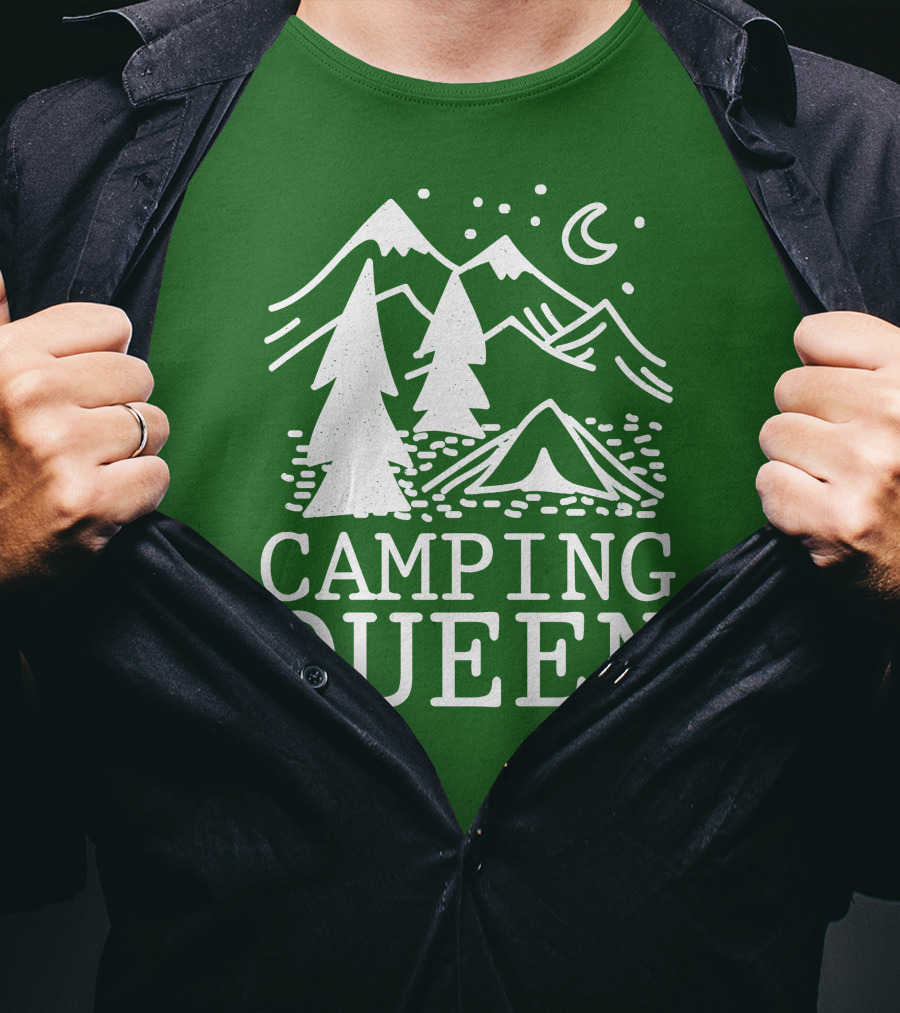 Camping Queen Mountain Tent Moon Forest Adventure T-Shirt