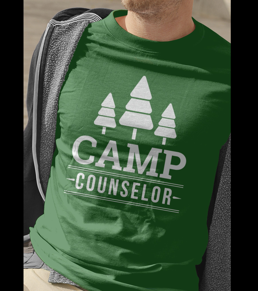 CAMP COUNSELOR Tree Icon Green Background T-Shirt