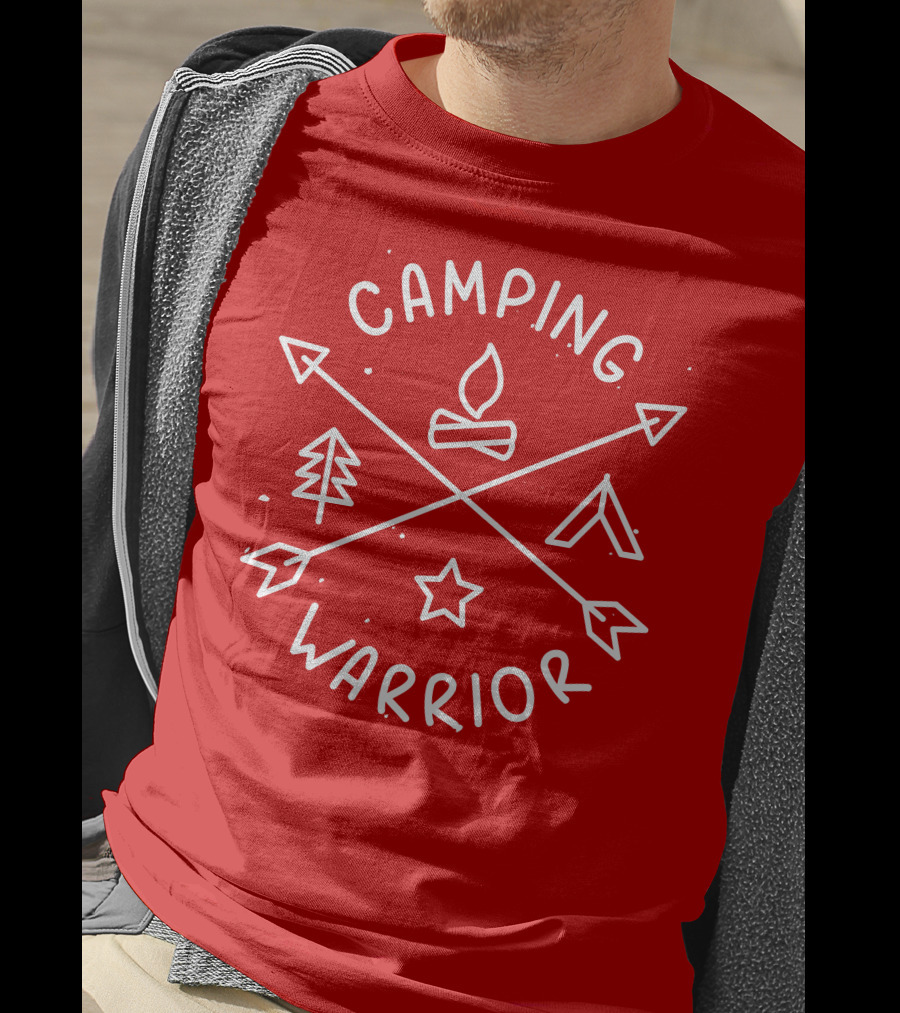 Camping Warrior Arrows Fire Tent Tree Star T-Shirt