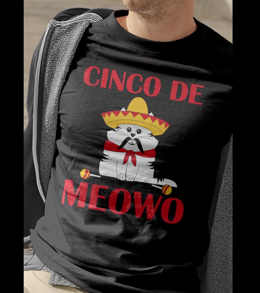 Cinco De Meowo Cat Sombrero And Maracas Cinco De Mayo T-Shirt