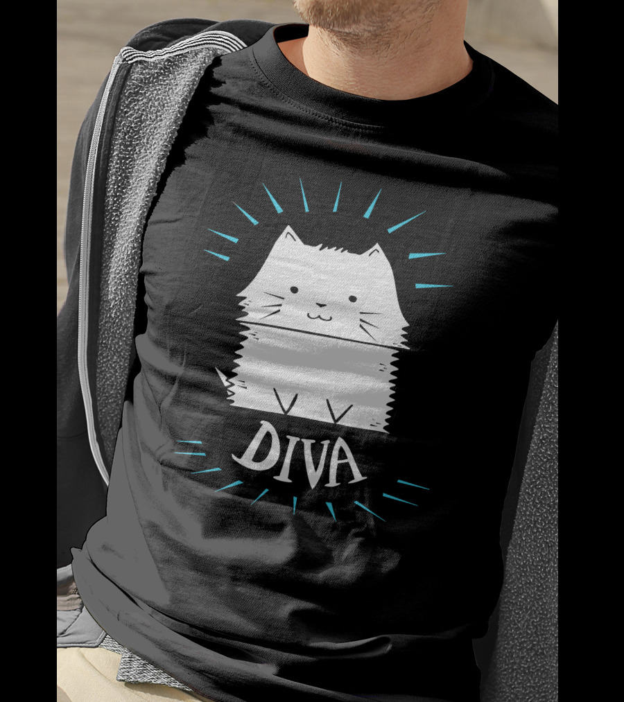 Cat Diva Cute Whiskered Feline T-Shirt