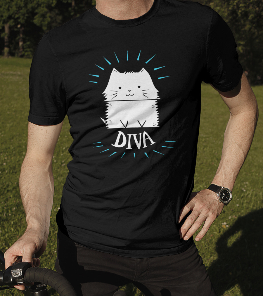 Cat Diva Cute Whiskered Feline T-Shirt