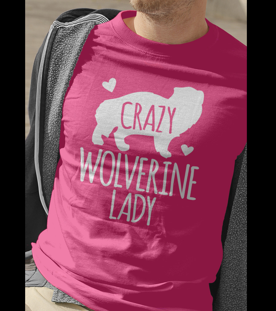 Crazy Wolverine Lady Silhouette With Hearts T-Shirt