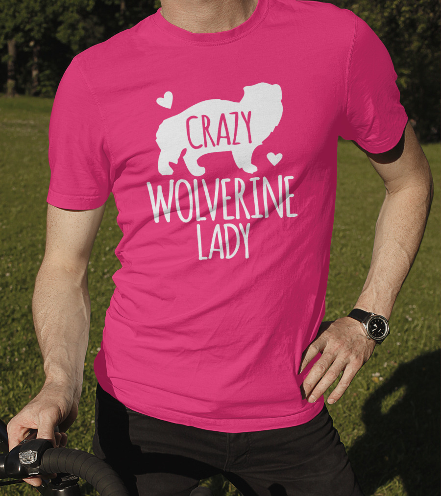 Crazy Wolverine Lady Silhouette With Hearts T-Shirt