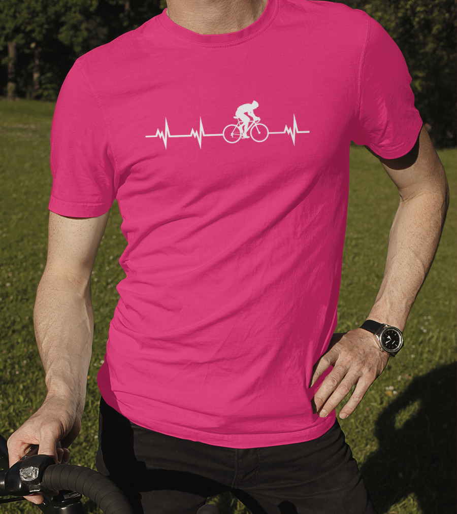 Cycling Heartbeat Bicycle Rider Pulse Line T-Shirt
