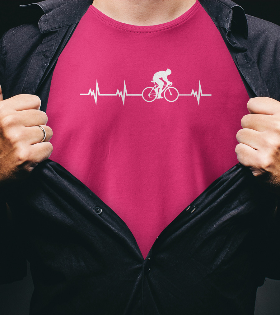 Cycling Heartbeat Bicycle Rider Pulse Line T-Shirt