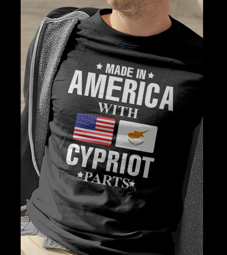Made In America With Cypriot Parts USA Cyprus Flags T-Shirt