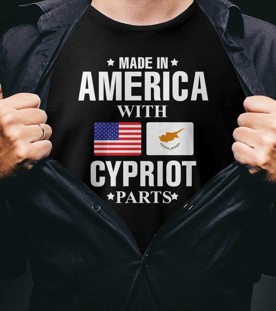 Made In America With Cypriot Parts USA Cyprus Flags T-Shirt