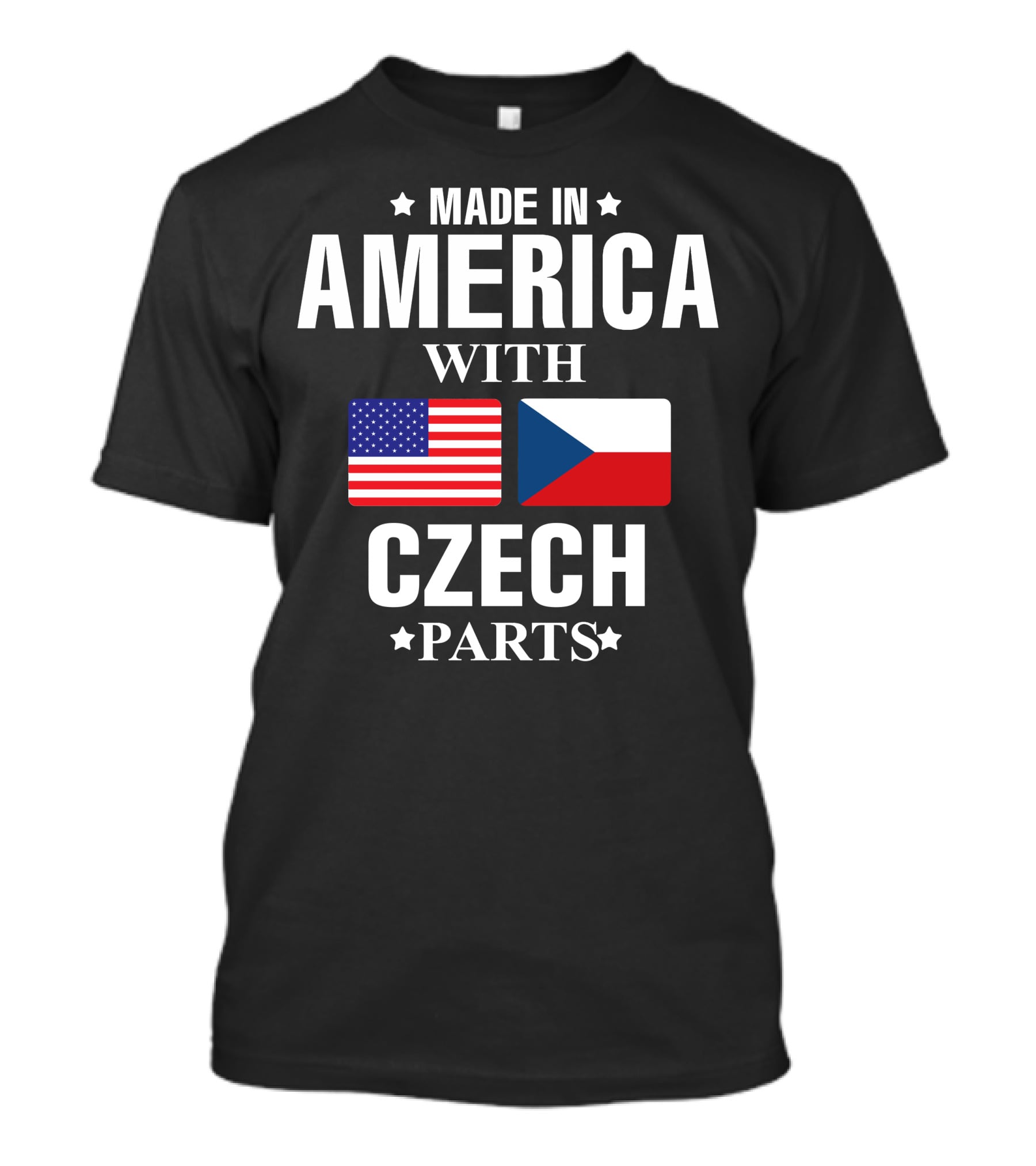 Made IN America With Czech Parts USA Czechia Flags T-Shirt
