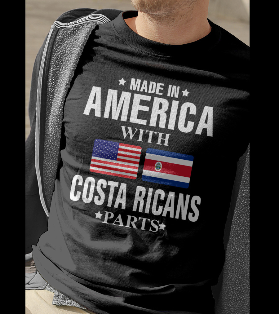 Made In America With Costa Ricans Parts Flags T-Shirt