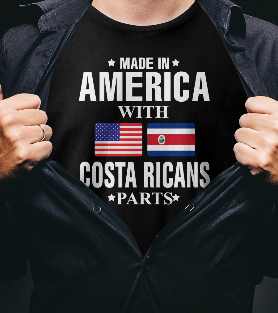 Made In America With Costa Ricans Parts Flags T-Shirt