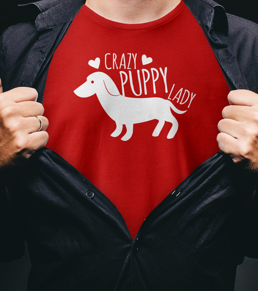 CRAZY PUPPY LADY Dachshund Heart T-Shirt