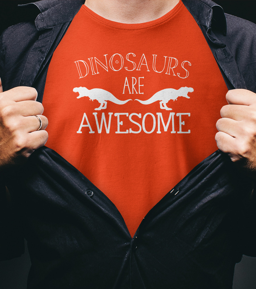 Dinosaurs Are Awesome T-Rex White Text T-Shirt