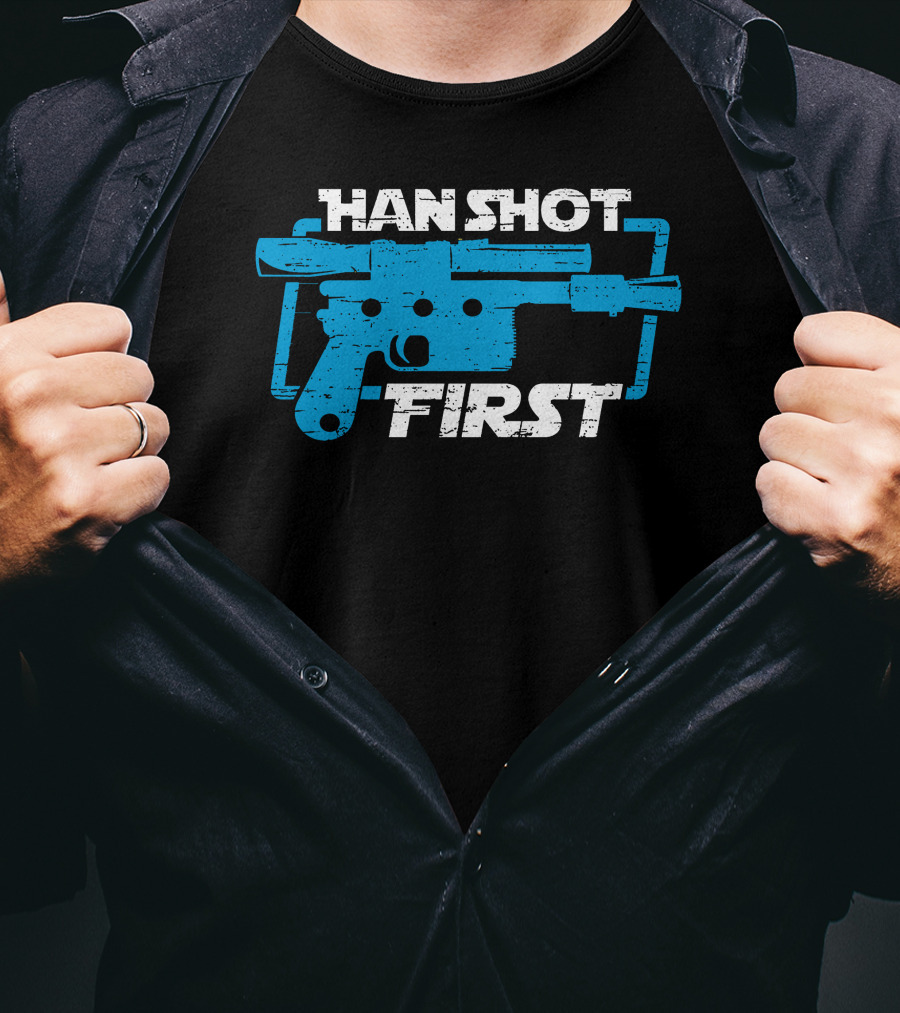 Han Shot First Blue Blaster T-Shirt