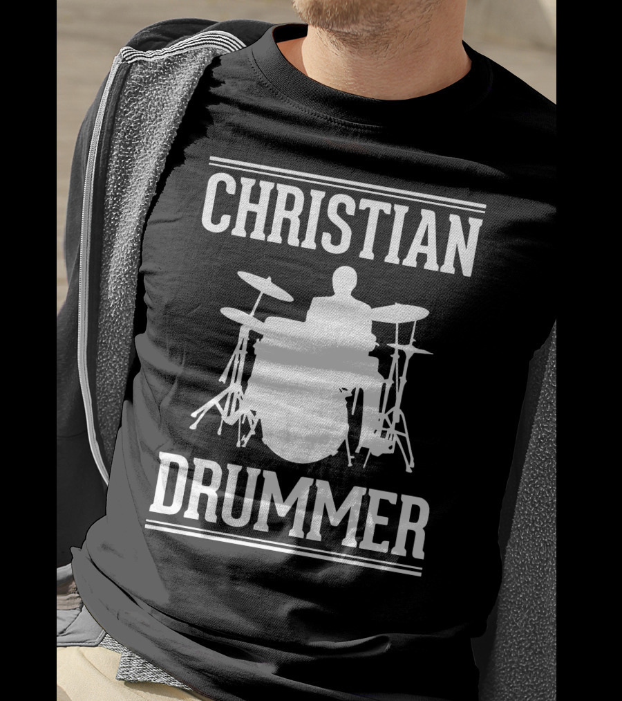 Christian Drummer Silhouette With Drum Set T-Shirt