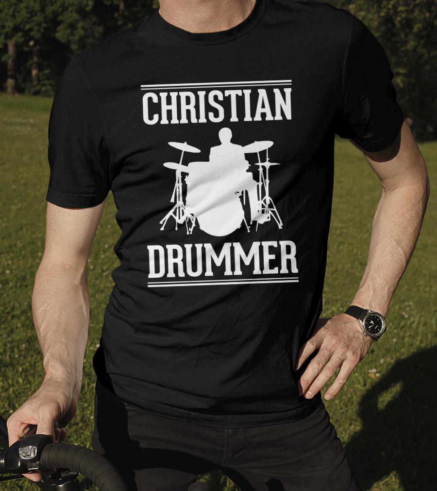 Christian Drummer Silhouette With Drum Set T-Shirt