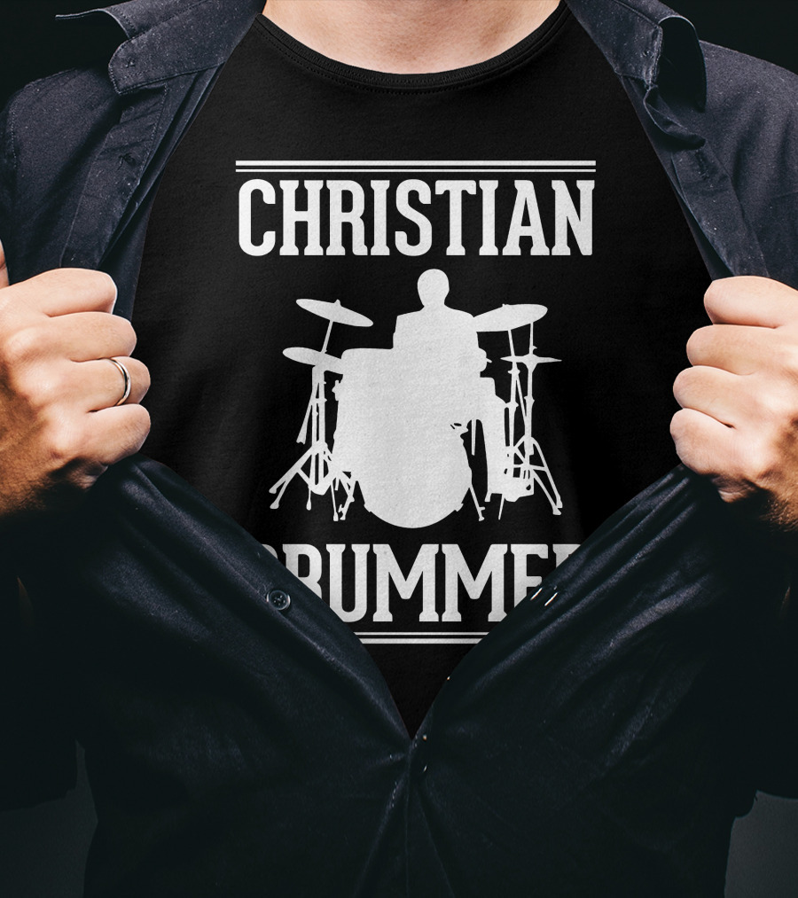 Christian Drummer Silhouette With Drum Set T-Shirt