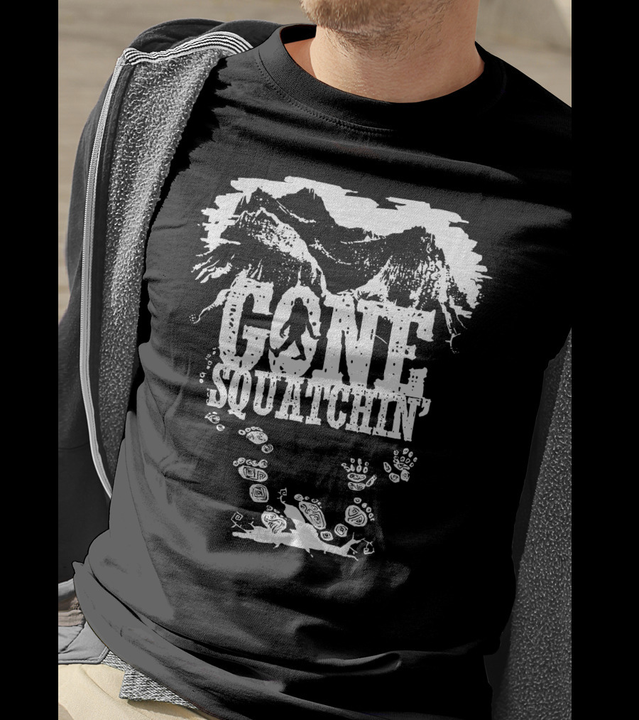 Gone Squatchin' Mountain And Footprint Adventure T-Shirt