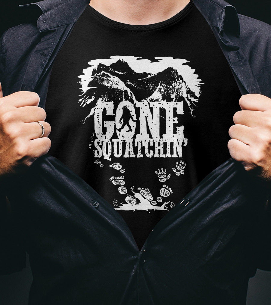 Gone Squatchin' Mountain And Footprint Adventure T-Shirt