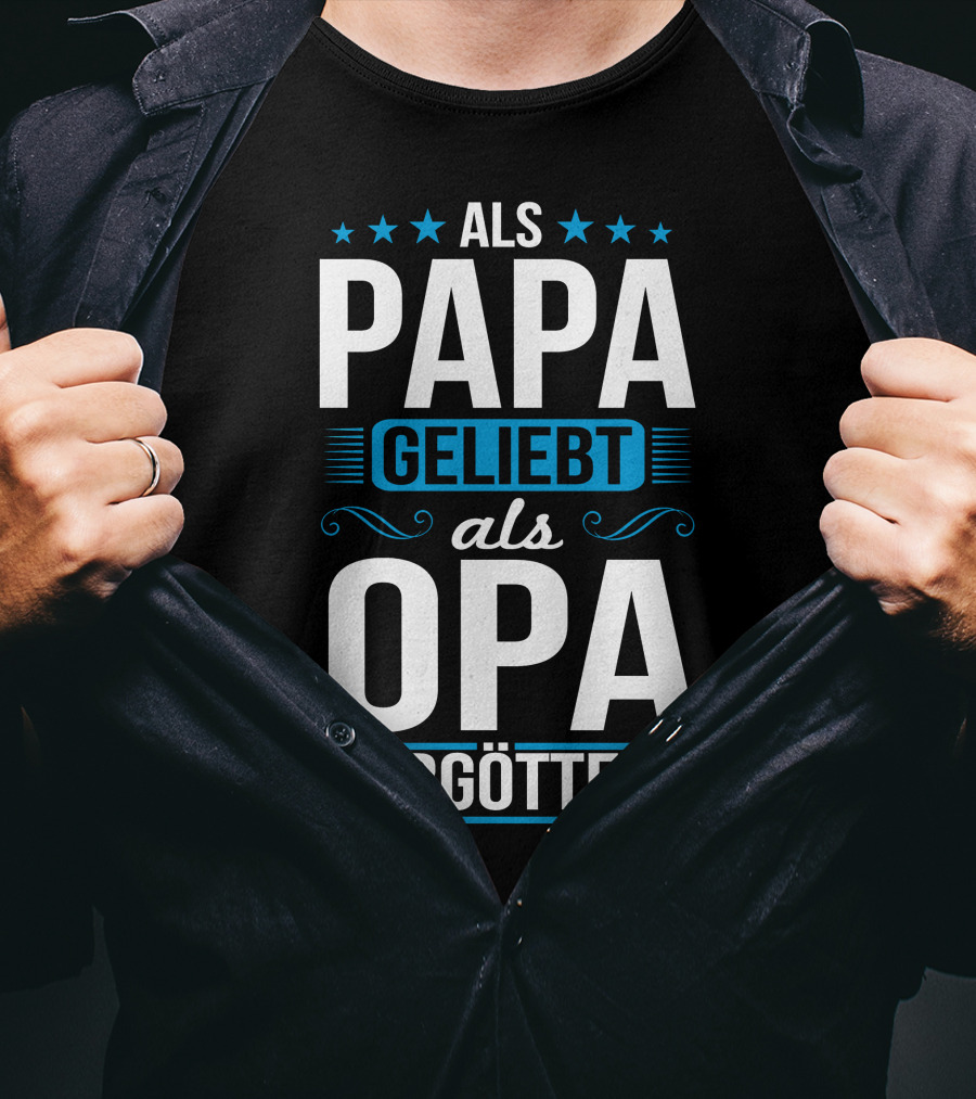 Als Papa Geliebt Als Opa Vergöttert Retro Chic Stars T-Shirt