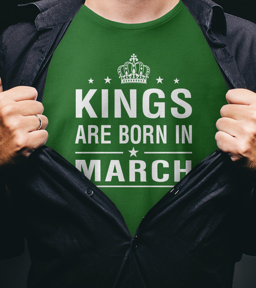 Kings Are Born In March Crown Icons T-Shirt