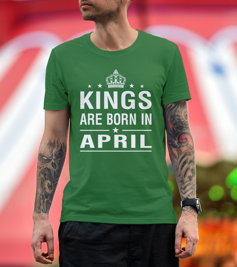 Kings Are Born In April Crown Stars T-Shirt