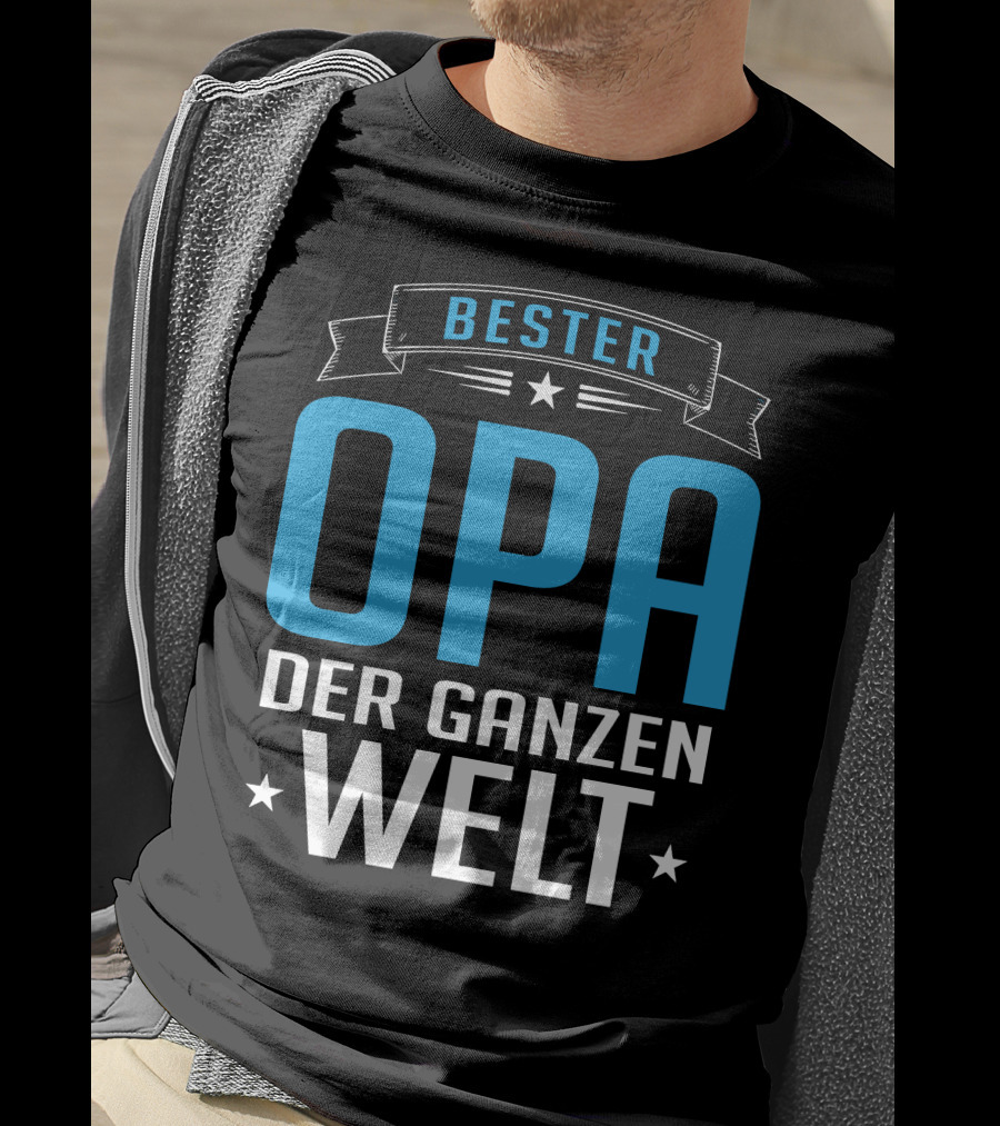 Bester Opa Der Ganzen Welt Stars Banner T-Shirt