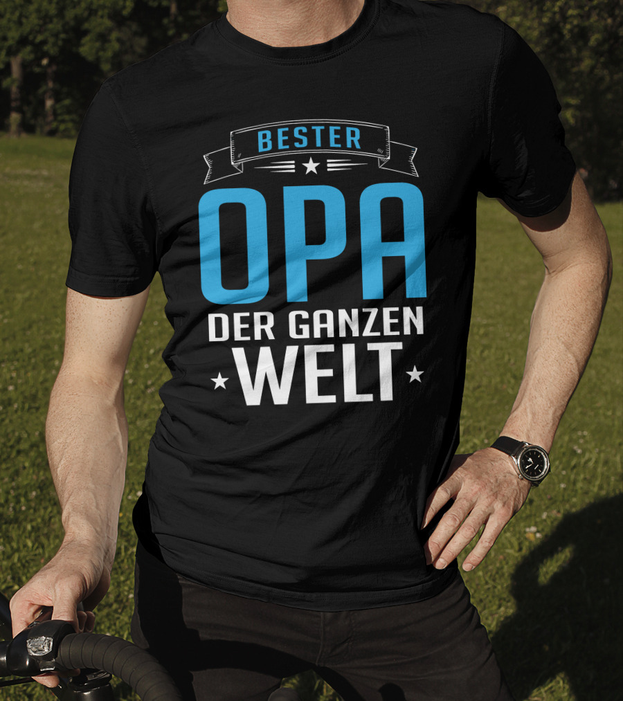 Bester Opa Der Ganzen Welt Stars Banner T-Shirt