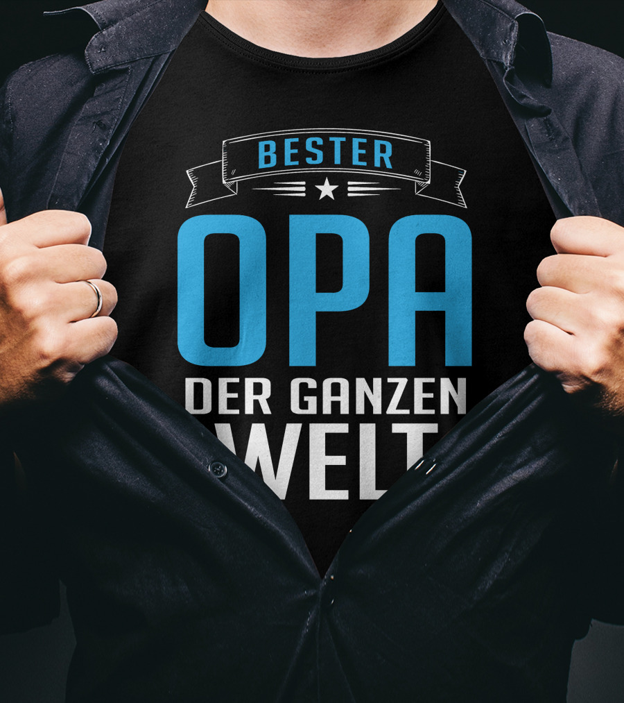 Bester Opa Der Ganzen Welt Stars Banner T-Shirt