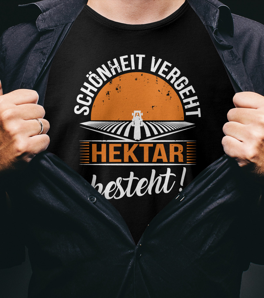 Schönheit Vergeht Hektar Besteht Traktor Landwirtschaft Feld Sonnenuntergang T-Shirt