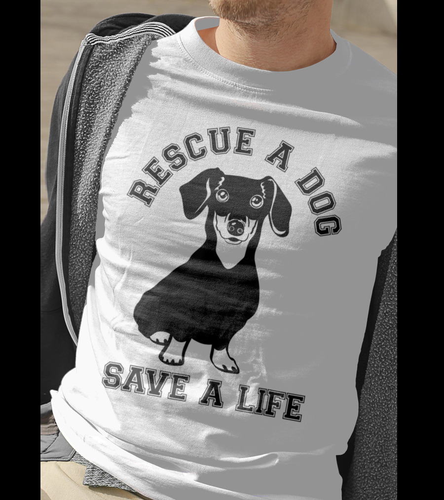 Rescue A Dog Save A Life Dachshund T-Shirt