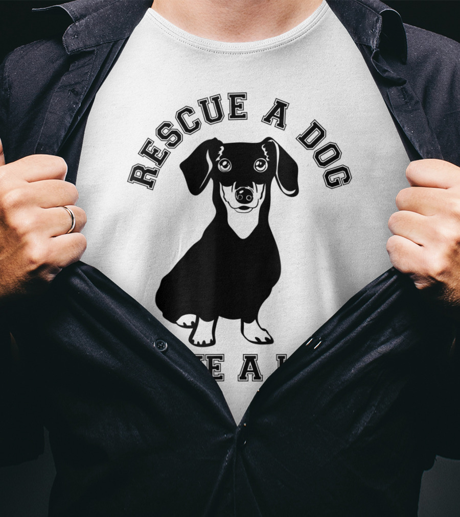 Rescue A Dog Save A Life Dachshund T-Shirt