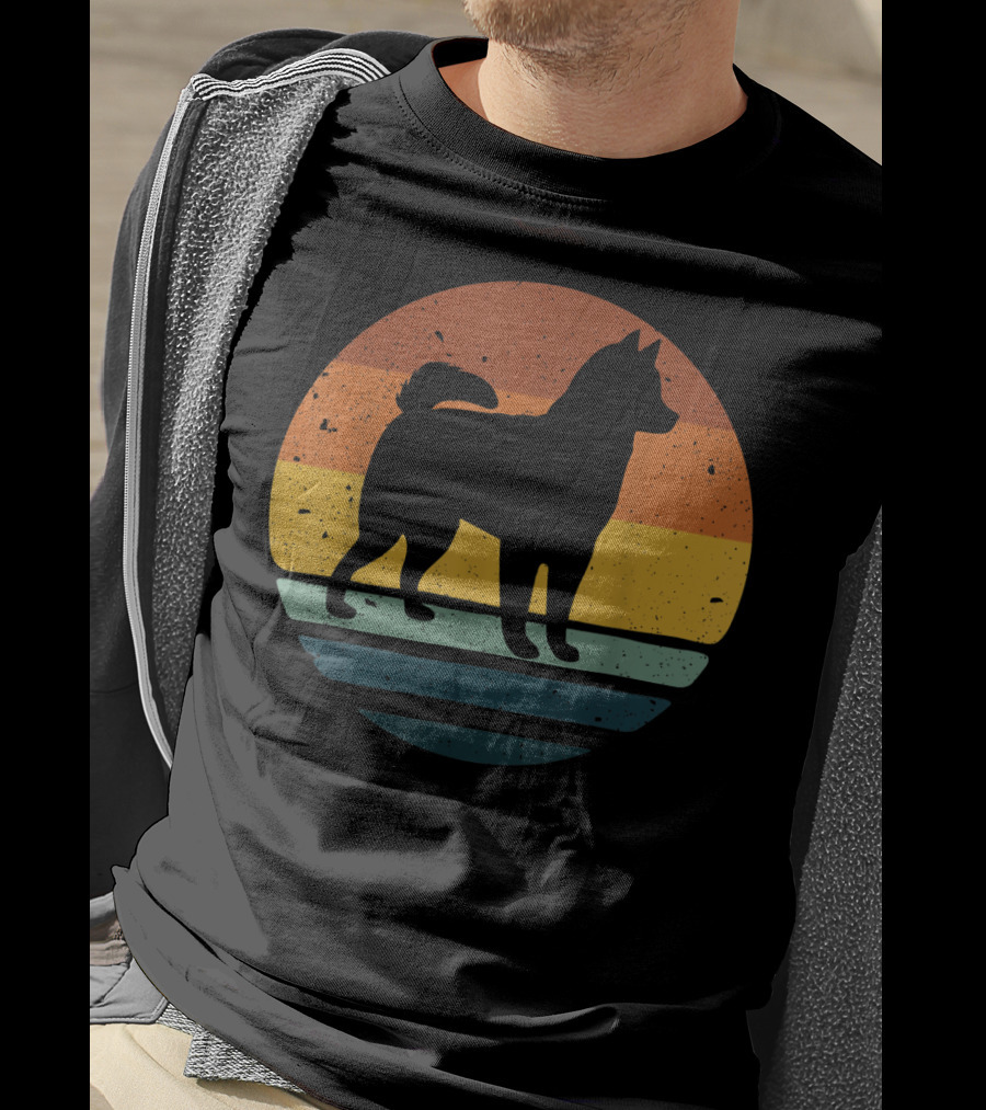 Alaskan Klee Kai Vintage Dog Sunset T-Shirt