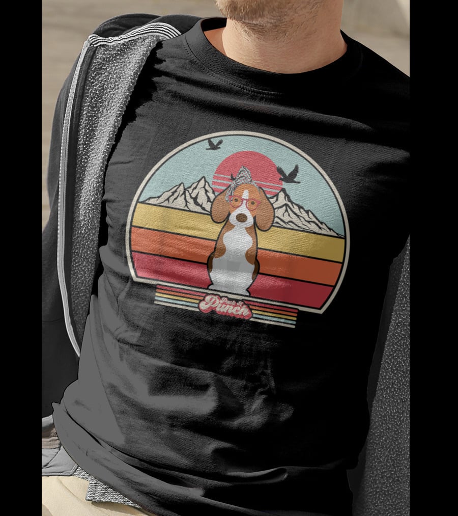 Paws And Punch Beagle Sunset Mountain T-Shirt