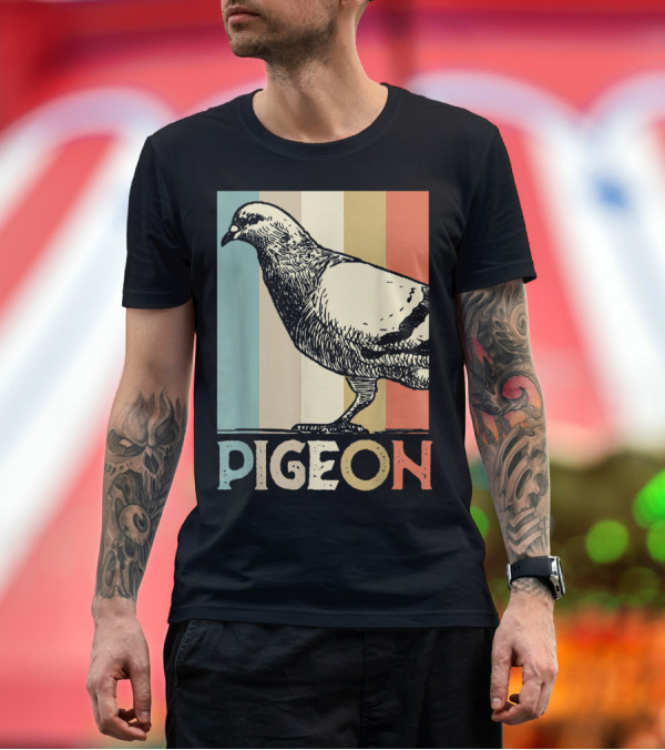 Premium T-Shirt: Pigeon Breeder Racing Retro Bird Stripes T-Shirt Pigeon Breeder Racing Retro Bird Stripes T-Shirt