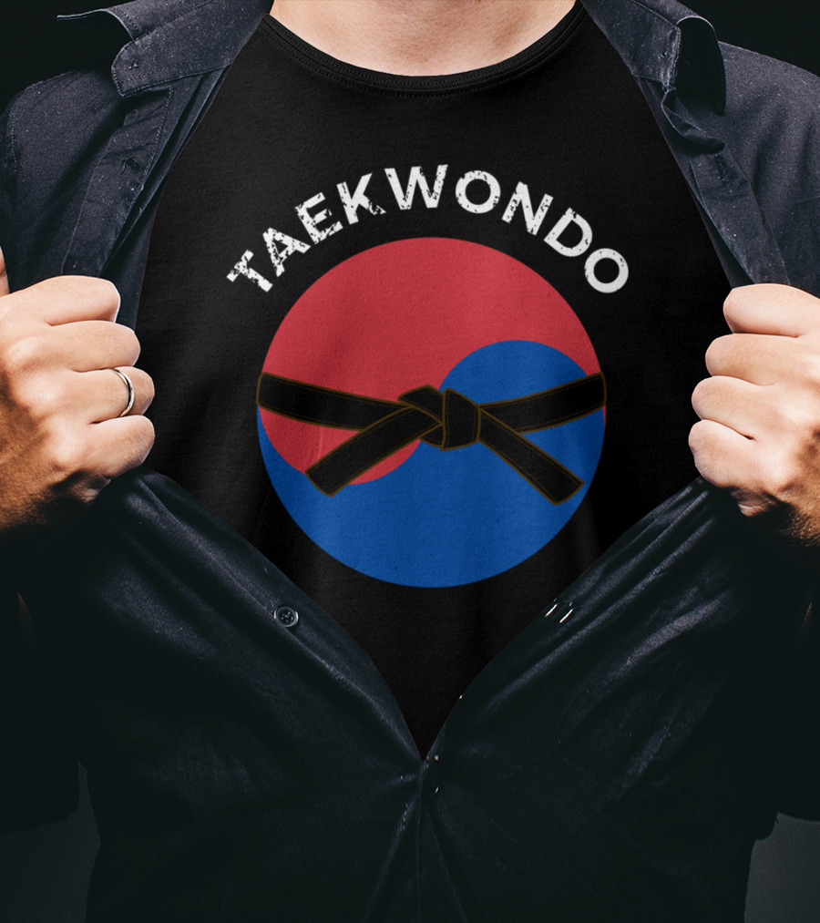 Taekwondo Korean Flag Black Belt Martial Arts T-Shirt