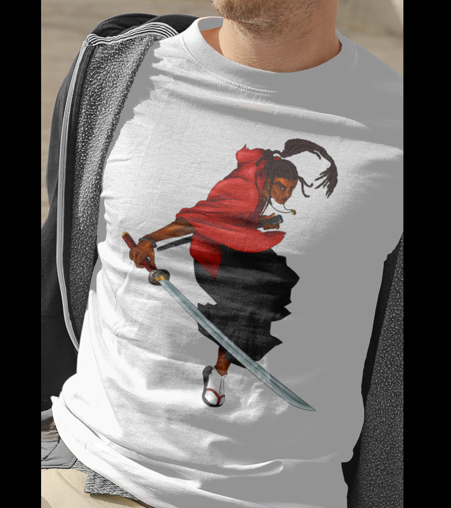 Blck Ronin Heroic Samurai Warrior In Red Cloak With Sword T-Shirt