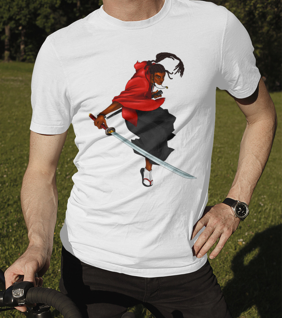 Blck Ronin Heroic Samurai Warrior In Red Cloak With Sword T-Shirt
