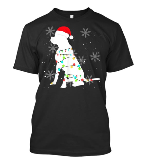 Christmas Lights Boxer Santa Hat Snowflakes T-Shirt