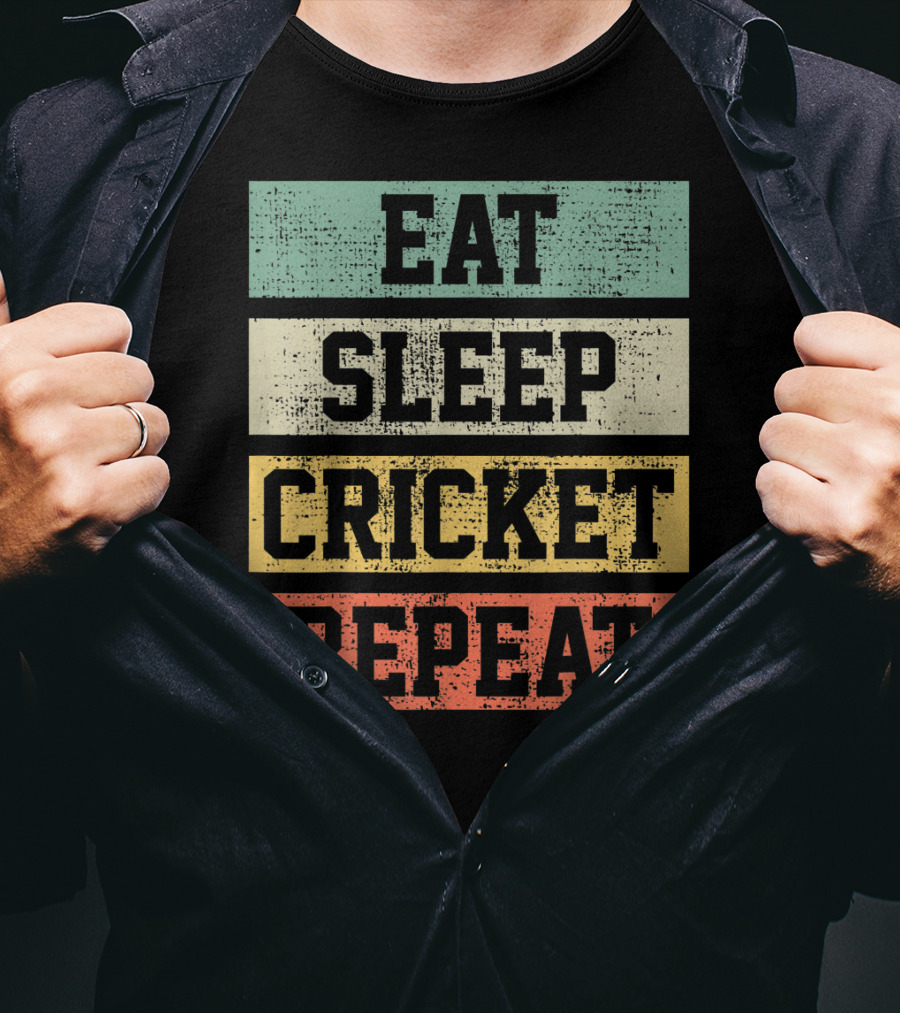 Eat Sleep Cricket Repeat Vintage Player Coach T-Shirt